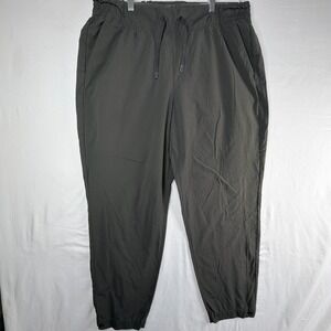 REI Co-op Womens Large Gray Hiking Jogger Pants Elastic Waist Snap Ankle Tapered